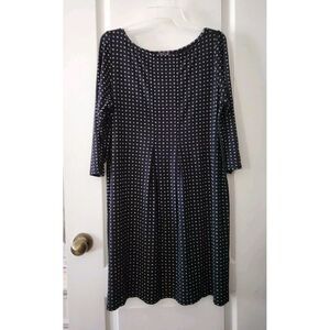 J Jill Women' Black Geometric Print Dress  Pleated Midi 3/4 Sleeves M Petite‎